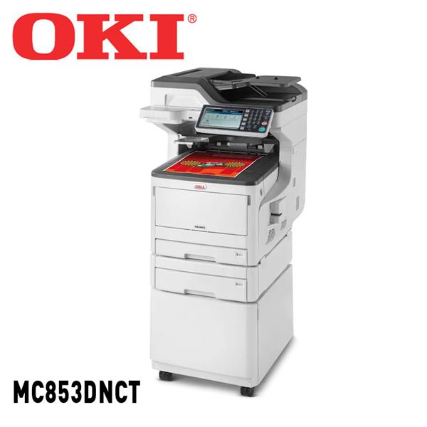 OKI MC853dnct A3 LED color MFP 2 Papierkassetten und Unterschrank
